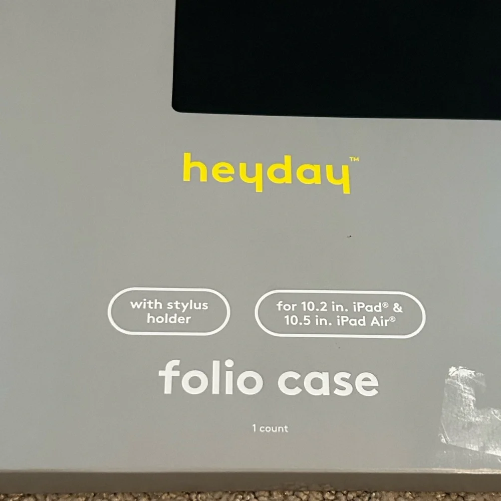 Heyday Black Folio Case for Apple 10.2” iPad and 10.5” iPad Air. NIB.
